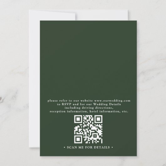 Rustic Pinecone Country Elegant QR Code Wedding 招待状 (裏面)