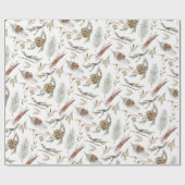 Rustic Pinecone & Evergreen Christmas  ラッピングペーパー (フラット)