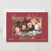 Rustic Pinecone Holiday Photo Christmas Card 招待状 (正面)