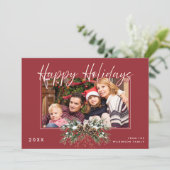 Rustic Pinecone Holiday Photo Christmas Card 招待状 (スタンド正面)