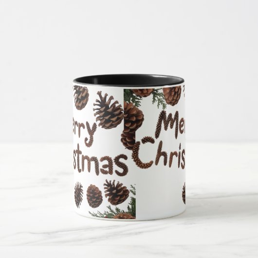 Rustic Pinecone Merry Christmas Combo Mug マグカップ (中央)