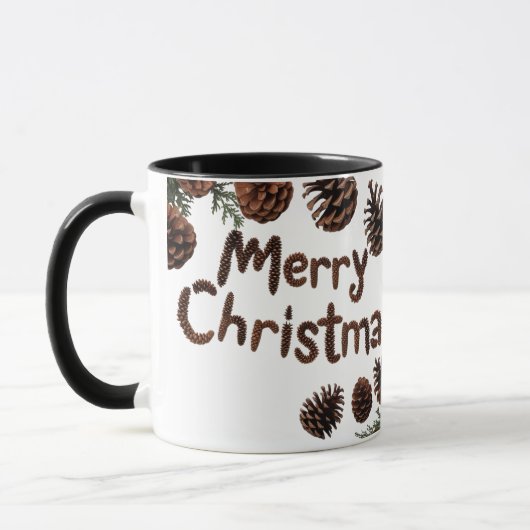 Rustic Pinecone Merry Christmas Combo Mug  マグカップ (左)