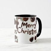 Rustic Pinecone Merry Christmas Combo Mug  マグカップ (正面右)