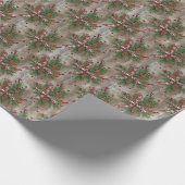 Rustic Pinecone Plaid Bow Christmas Wrapping Paper ラッピングペーパー (角)
