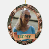 Rustic Pinecone Wreath ANY Photo セラミックオーナメント (左)