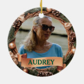 Rustic Pinecone Wreath ANY Photo セラミックオーナメント (裏面)