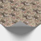 Rustic Pinecones, Cotton Sprigs and Red Berries ラッピングペーパー (角)