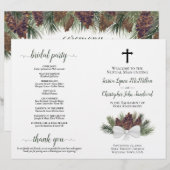 Rustic Pinecones DIY Fold Catholic Wedding Program (正面/裏面)