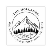 Rustic Pines & Peaks Round Return Address  セルフインキングスタンプ (デザイン)