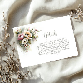 Rustic Pink and Orange Floral Wedding Details エンクロージャーカード