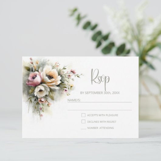 Rustic Pink and Orange Floral Wedding RSVP (スタンド正面)