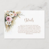 Rustic Pink and White Floral Wedding Details エンクロージャーカード (正面)