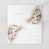 Rustic Pink and White Floral Wedding Place Card プレイスカード (外部開封)