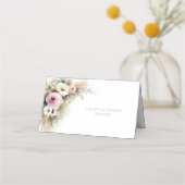 Rustic Pink and White Floral Wedding Place Card プレイスカード (裏面)