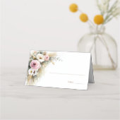 Rustic Pink and White Floral Wedding Place Card プレイスカード (正面)