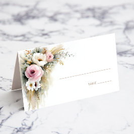 Rustic Pink and White Floral Wedding Place Card プレイスカード