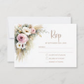 Rustic Pink and White Floral Wedding RSVP (正面)