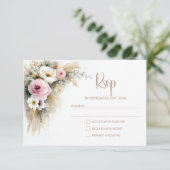 Rustic Pink and White Floral Wedding RSVP (スタンド正面)