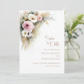 Rustic Pink and White Floral Wedding Save the Date セーブザデート (スタンド正面)
