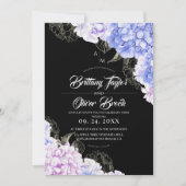 Rustic Pink & Blue Hydrangea ダークウェディング  招待状 (正面)