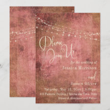 Rustic Pink & Burlap Vintage Typography ウェディング 2b