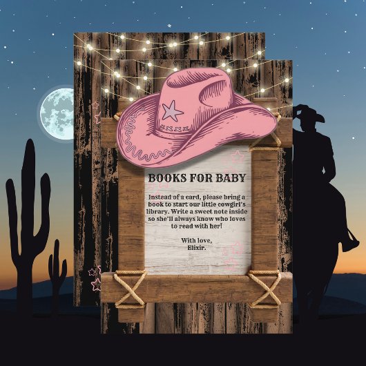 Rustic Pink Cowgirl Hat Baby Shower  エンクロージャーカード