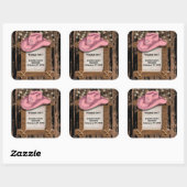 Rustic Pink Cowgirl Hat Baby Shower  スクエアシール (シート)