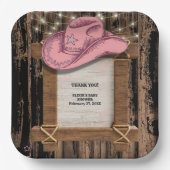 Rustic Pink Cowgirl Hat Baby Shower  ペーパープレート (正面)