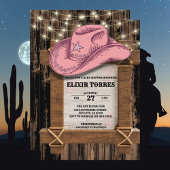 Rustic Pink Cowgirl Hat Baby Shower 招待状