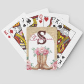 Rustic Pink Cowgirl Monogrammed Floral トランプ (裏面)