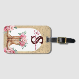 Rustic Pink Cowgirl Monogrammed Floral ラゲッジタグ