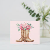 Rustic Pink Floral Boho Bridal Shower Thank You サンキューカード (スタンド正面)