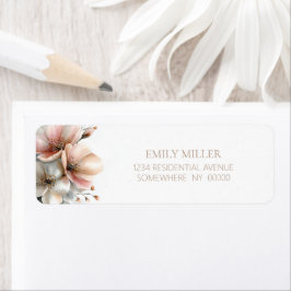 Rustic Pink Floral Return Address Label ラベル