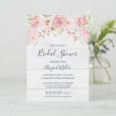 Rustic Pink Floral Spring Bridal Shower 招待状 (スタンド正面)