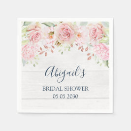 Rustic Pink Floral Spring Bridal Shower Napkin スタンダードカクテルナプキン