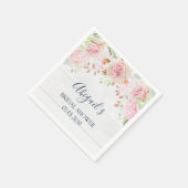 Rustic Pink Floral Spring Bridal Shower Napkin スタンダードカクテルナプキン (角)