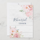 Rustic Pink Floral Spring Rehearsal Dinner 招待状 (裏面)