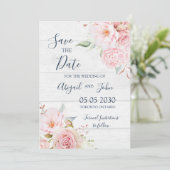 Rustic Pink Floral Spring Save the Date Card セーブザデート (スタンド正面)