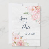 Rustic Pink Floral Spring Save the Date Card セーブザデート (裏面)