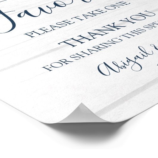 Rustic Pink Floral Spring Wedding Favors Sign ポスター (角)