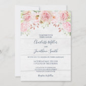 Rustic Pink Floral Spring Wedding Invitations 招待状 (正面)