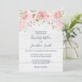 Rustic Pink Floral Spring Wedding Invitations 招待状 (スタンド正面)