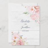 Rustic Pink Floral Spring Wedding Invitations 招待状 (裏面)