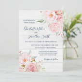 Rustic Pink Floral Spring Wedding Invitations 招待状 (スタンド正面)
