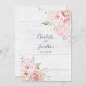 Rustic Pink Floral Spring Wedding Invitations 招待状 (裏面)