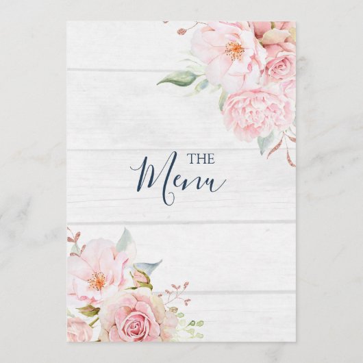 Rustic Pink Floral Spring Wedding Menu メニュー (裏面)