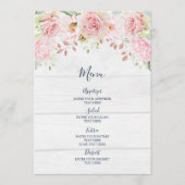 Rustic Pink Floral Spring Wedding Menu メニュー (正面)