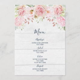 Rustic Pink Floral Spring Wedding Menu メニュー