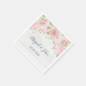 Rustic Pink Floral Spring Wedding Napkin スタンダードカクテルナプキン (角)