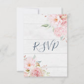 Rustic Pink Floral Spring Wedding Response Card 出欠カード (裏面)